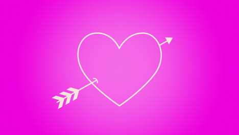 Corazón-Romántico-De-Primer-Plano-Animado-Con-Flecha-Sobre-Fondo-Rosa-Del-Día-De-San-Valentín
