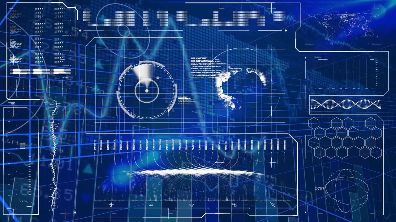 Animation of network of connections and diverse data in digital space