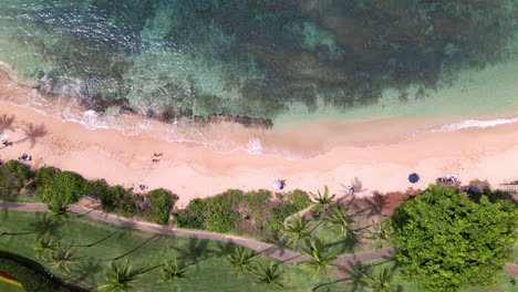 top down view on exotic hawaiian napili beach on maui island, usa