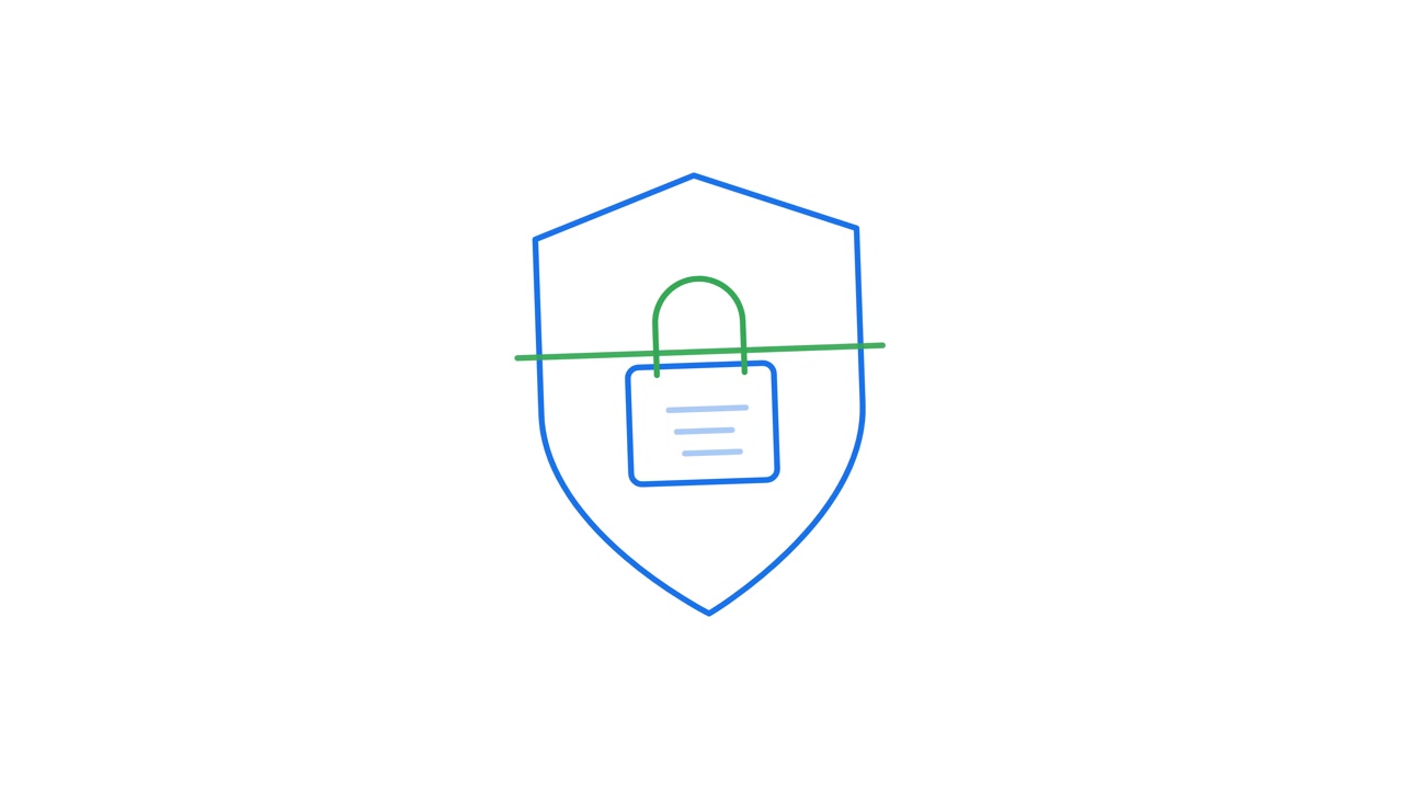 Animated Line Drawing of a Shield and Padlock Icon