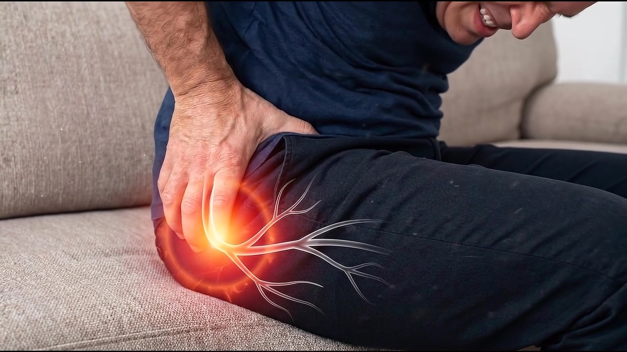 Man Suffering From Hip Pain Sitting on Sofa