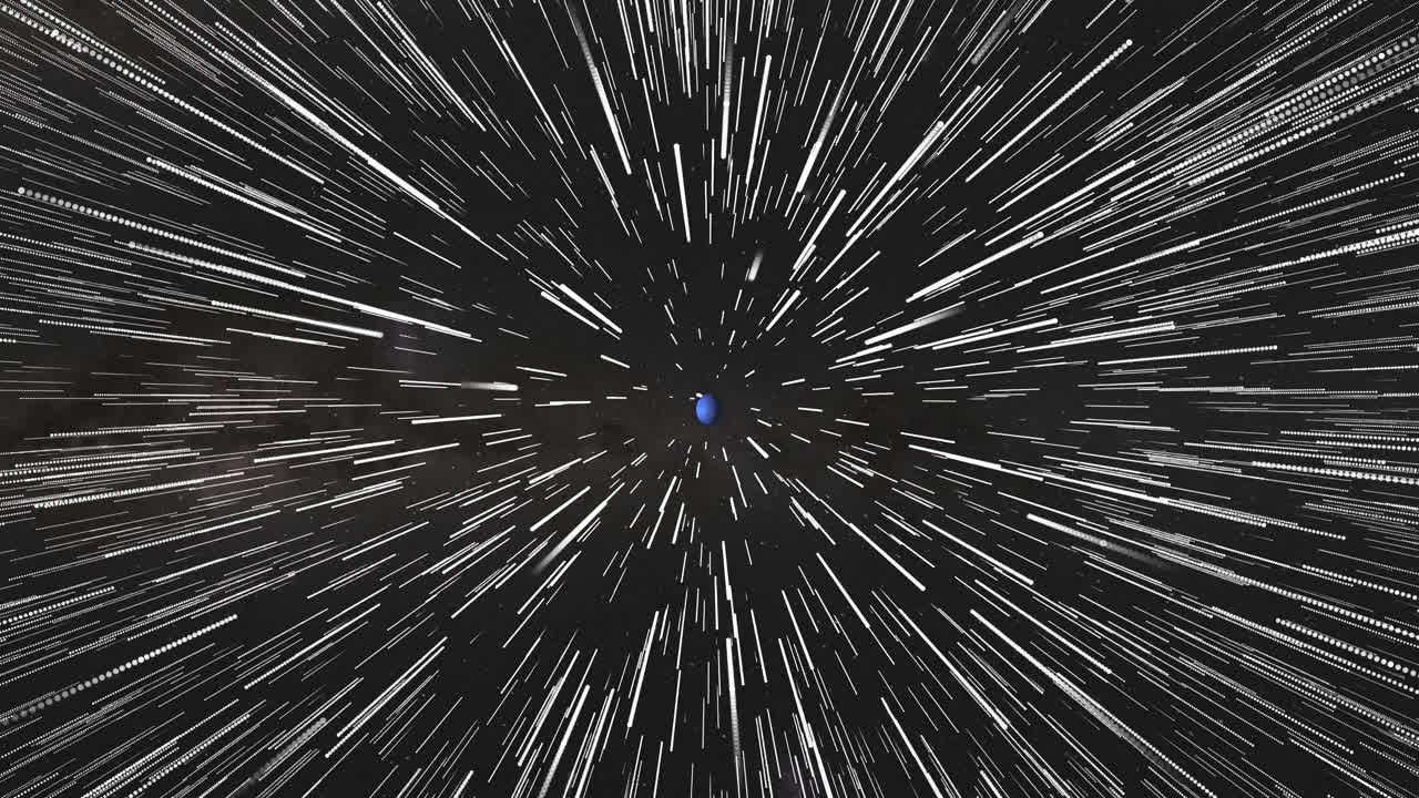 Simulation of a spaceship traveling at hyperspeed