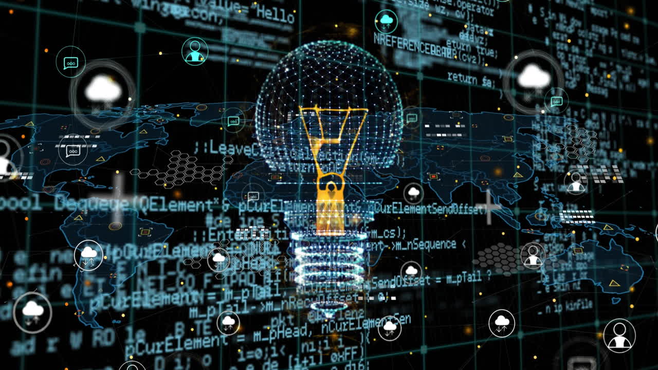 Animation of light bulb and data processing