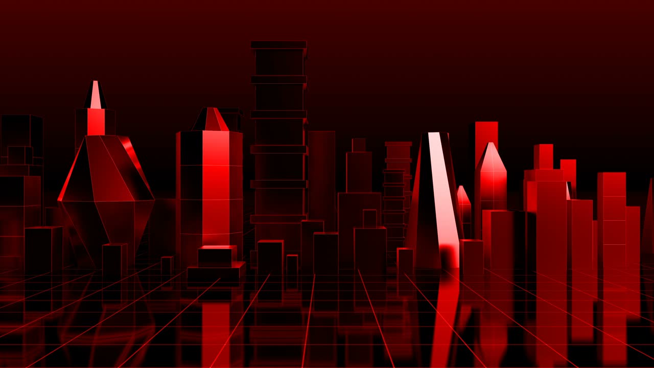 Red Loop Abstract Digital City Background