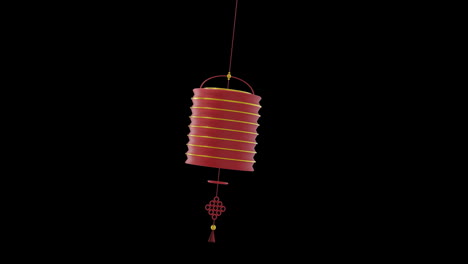 Animation-of-chinese-red-lamp-hanging-with-copy-space-on-black-background