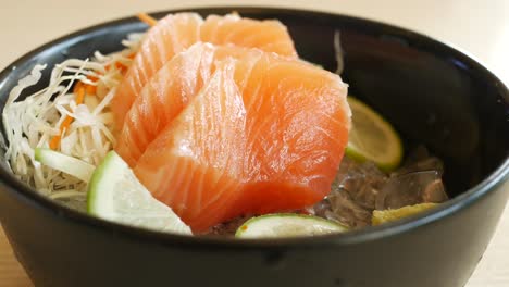 salmon sashimi in a bowl