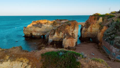 aerial view of stunning rock formations along the coast in portugal