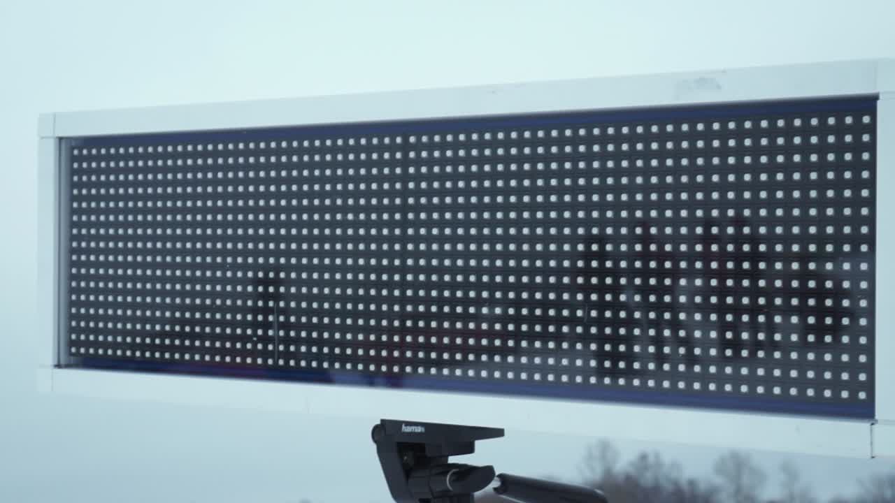 Digital Display in Snowy Landscape