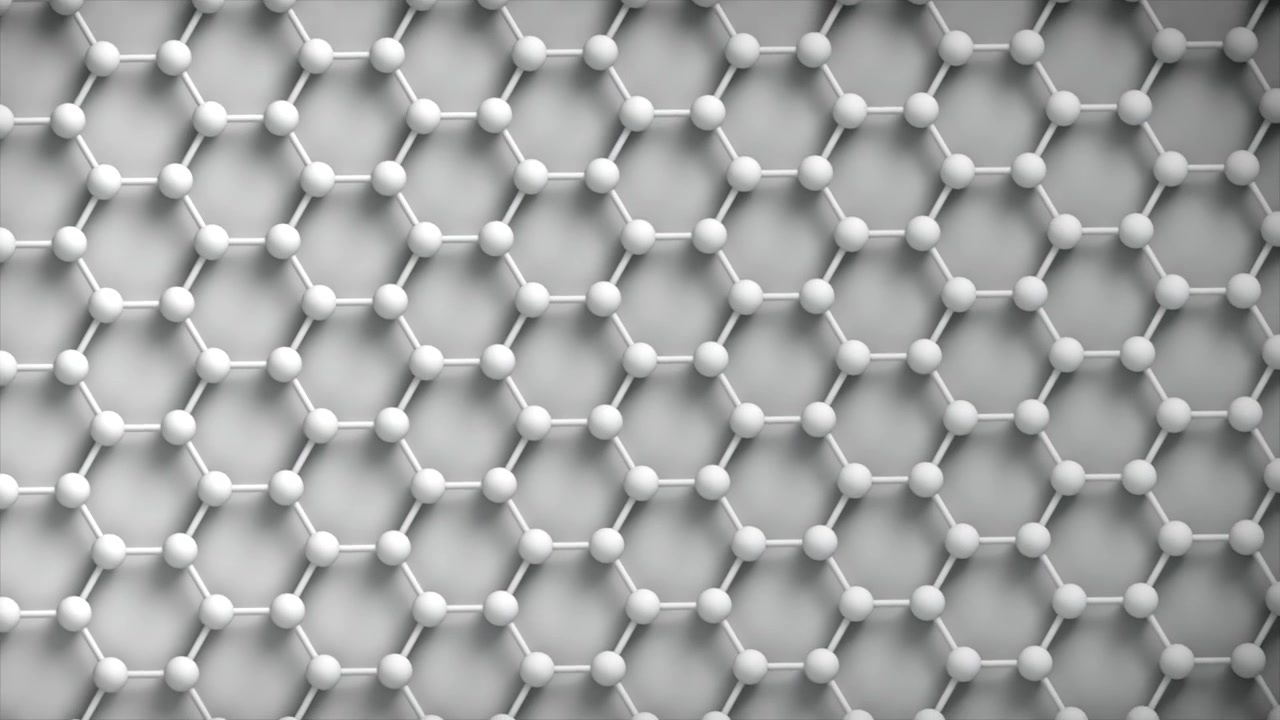 Tech Graphene nano Structure loop Spin Light. This nano technology 3D animation represents engineering at the molecular level.