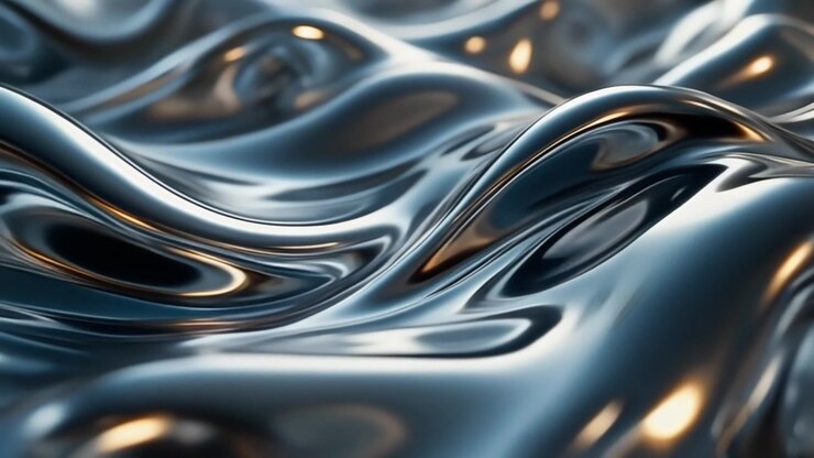 Abstract Liquid Metal Surface with Smooth Flowing Waves
