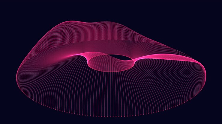 Red futuristic lines and dots in dark space