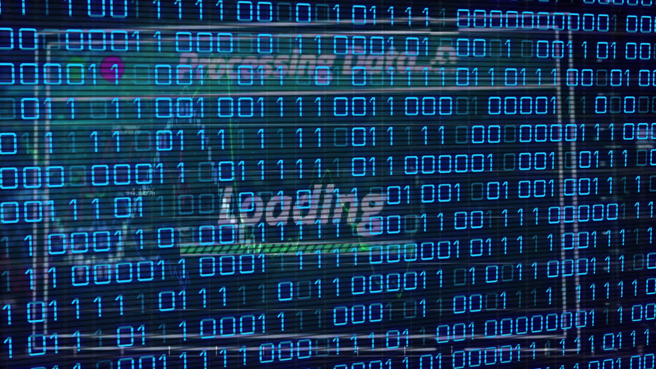 Animation of binary coding over data processing