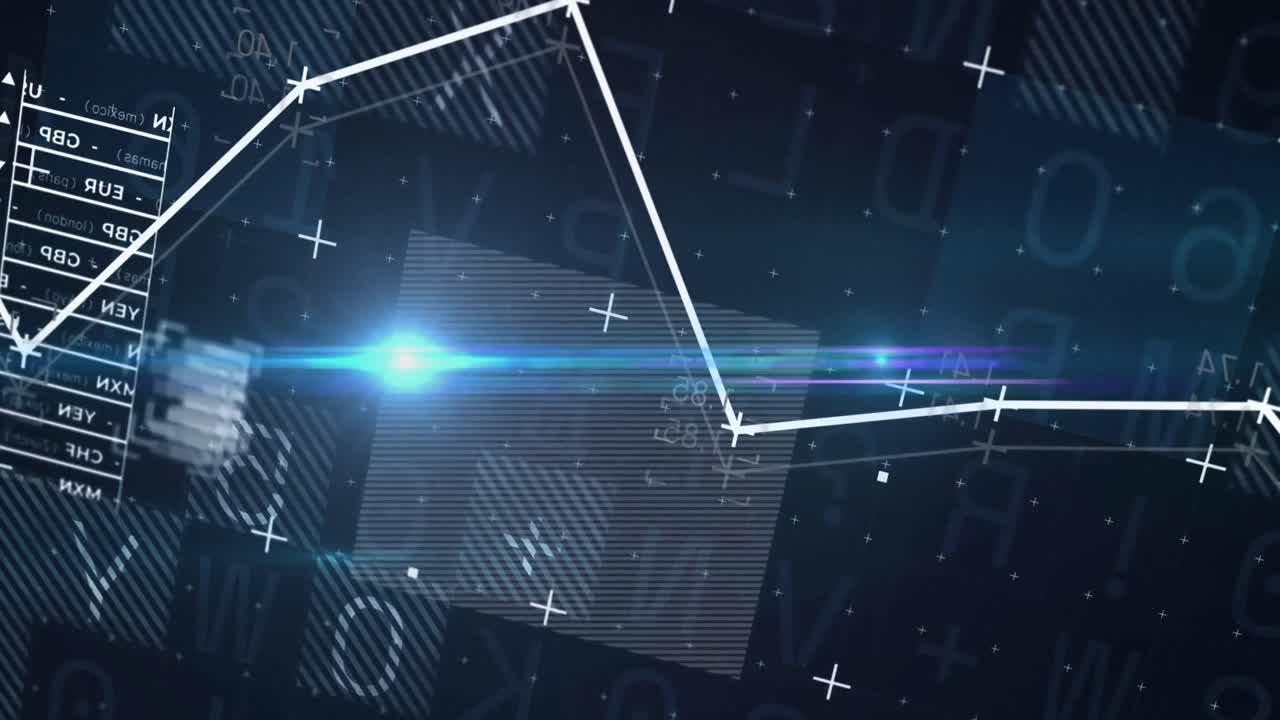 어두운 배경에 데이터 처리에 대한 금융 그래프의 애니메이션