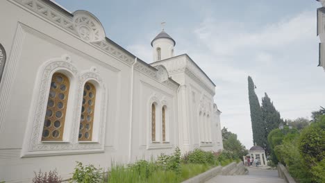 exterior of a beautiful white orthodox church