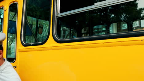 school driver talking on mobile phone