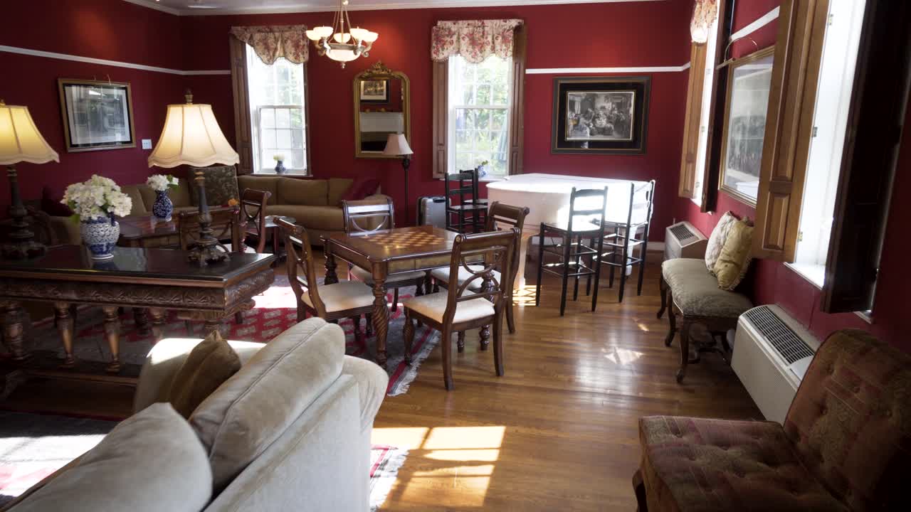 Living Room with Chess Table and Piano