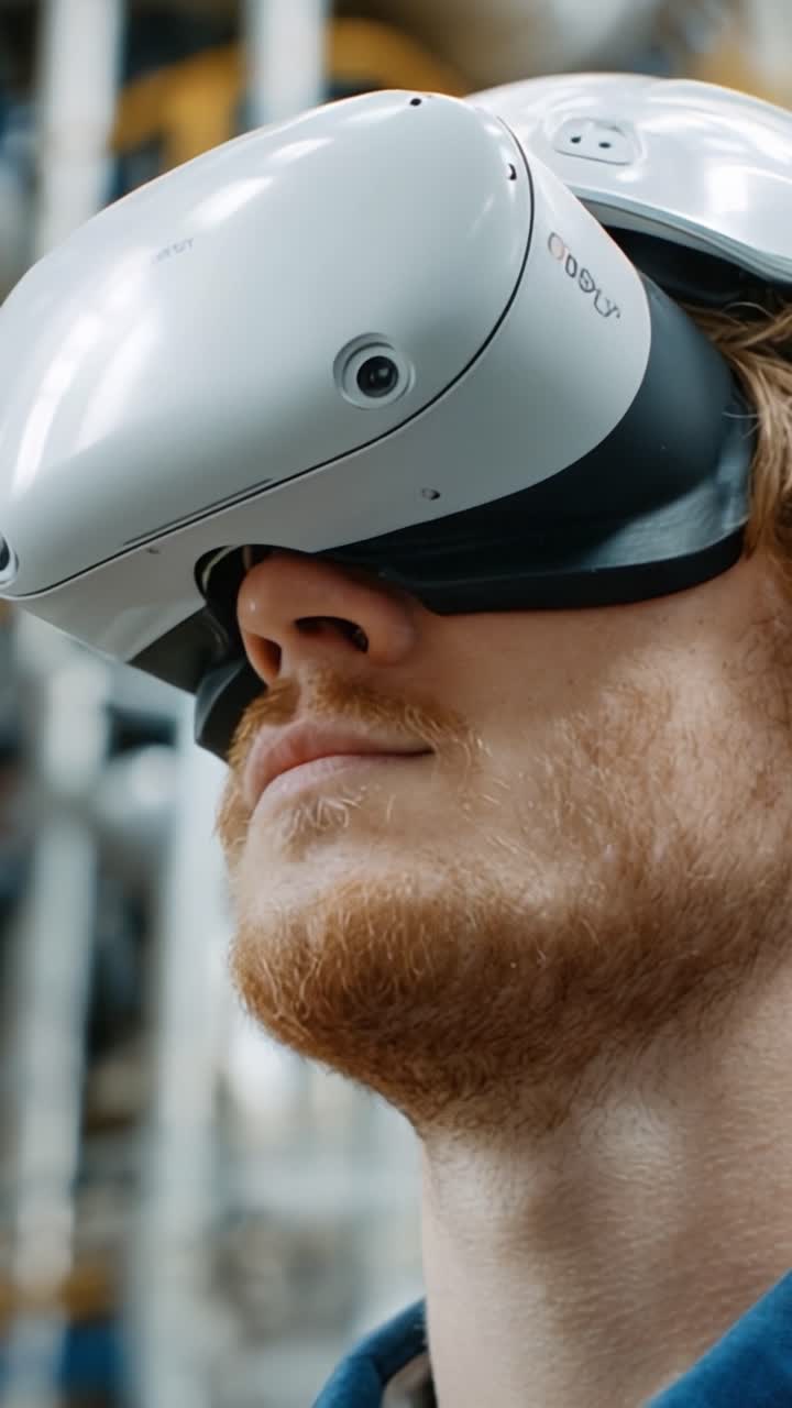 A Focused Individual Immersed in Virtual Reality with Innovative Headset Technology, Pioneering New Experiences in Digital Environments and Interactive Learning