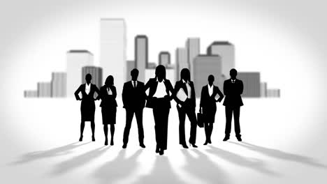 black silhouettes of business people