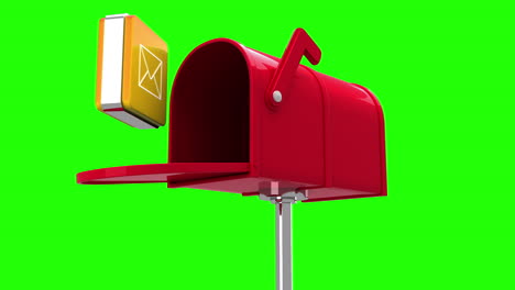 Icono-De-Correo-En-El-Buzón-Sobre-Fondo-Verde