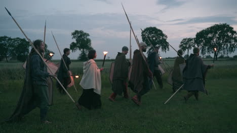 medieval warriors at twilight