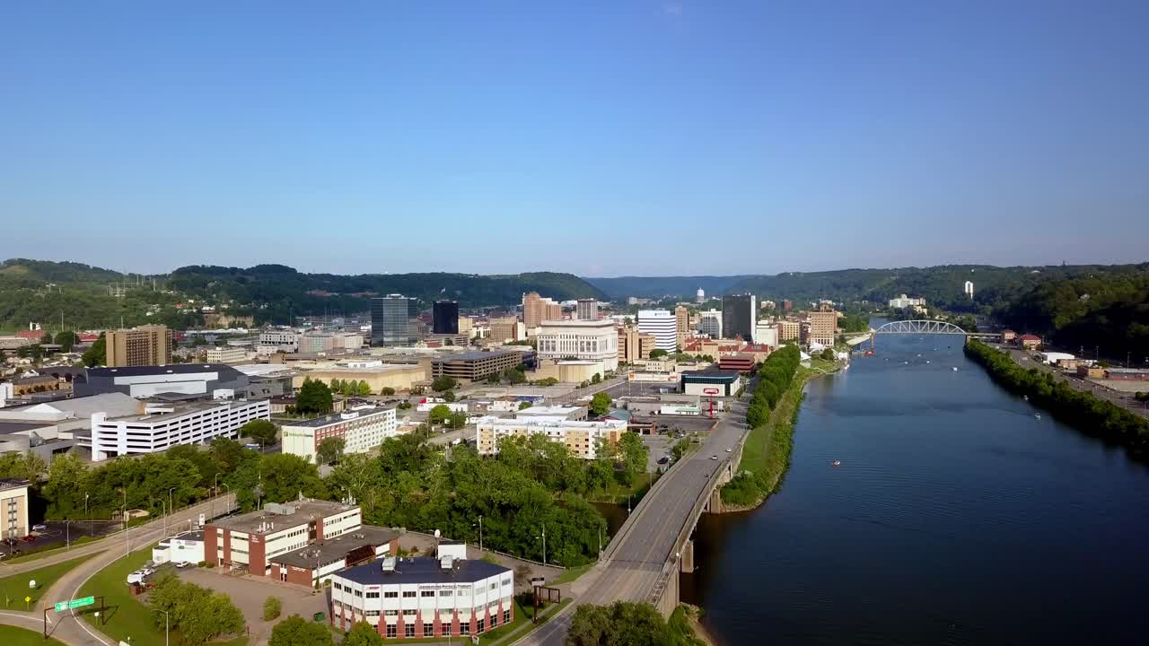 Aerial Push into Charleston West Virginia