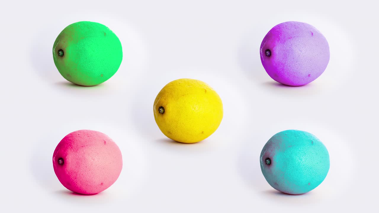 el movimiento de parada de los azulejos de limón girando. colores saturados brillantes. bucle sin costuras película 4k