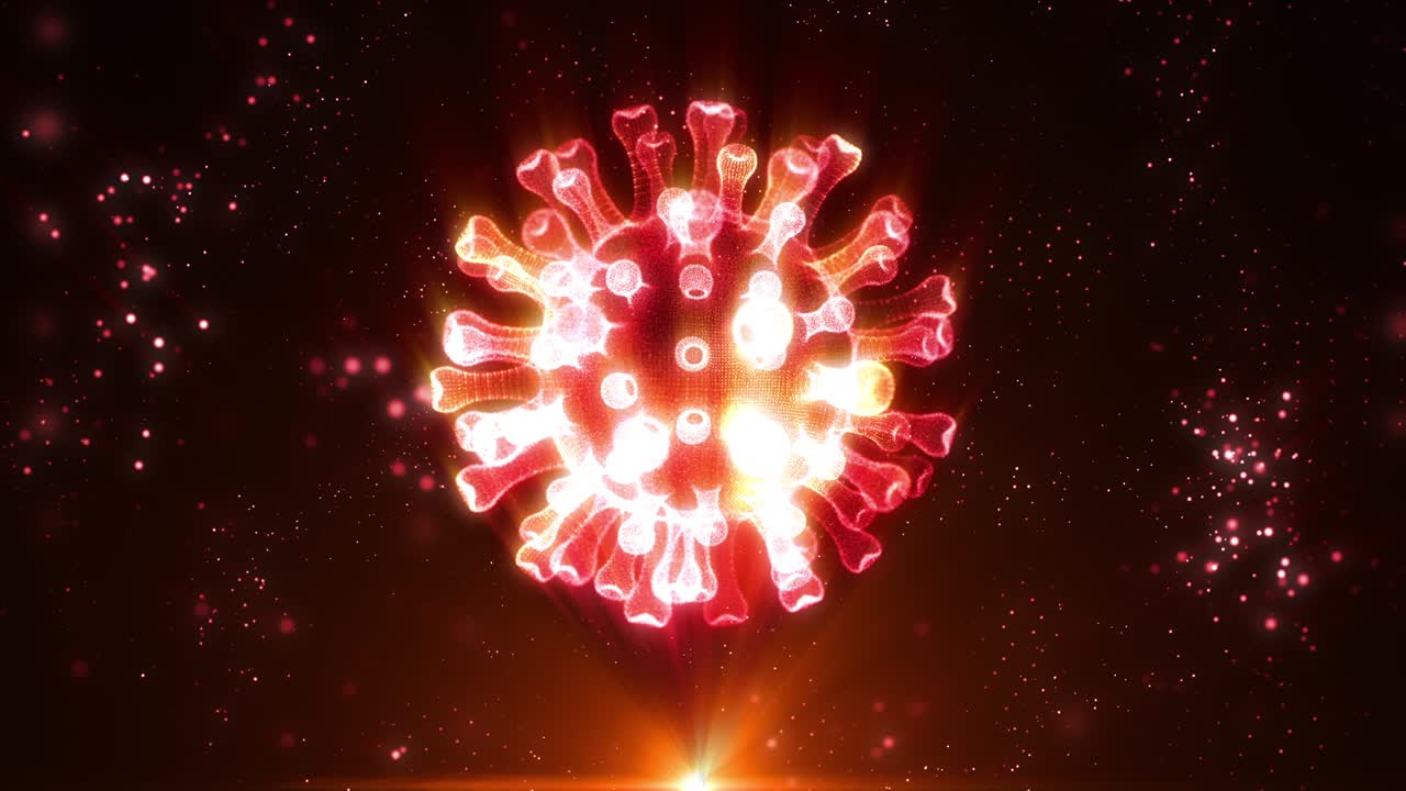Coronavirus COVID-19 Olografico che Ruota nello Spazio Virtuale