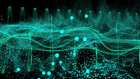 Animation-Von-Lichtspuren-Und-Datenverarbeitung-Auf-Schwarzem-Hintergrund