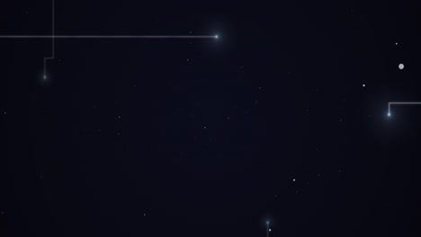 animation of glowing white points with light trails forming grid on night sky with stars