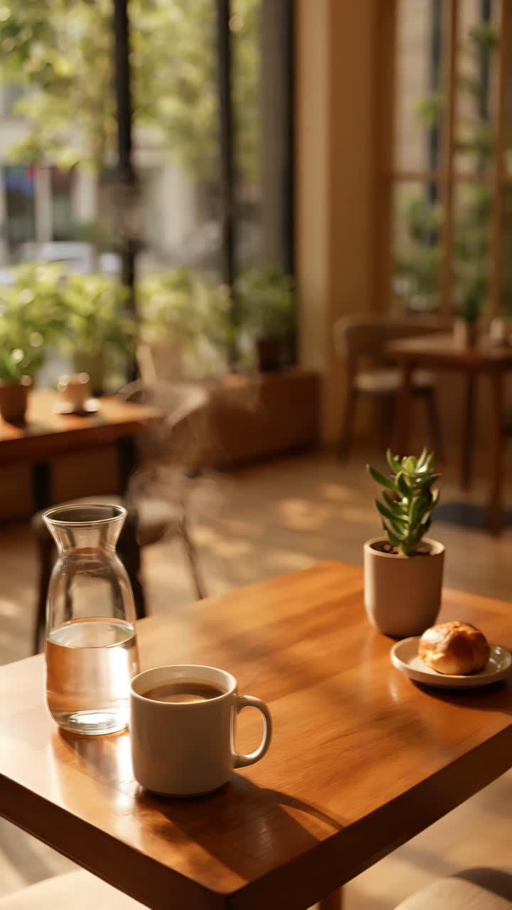 Interno di caffè estetico con atmosfera accogliente 4K