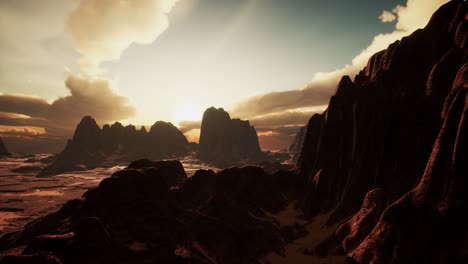 Amazing-Sandstone-Formations-in-Famous-Sunset-at-Monument-Valley