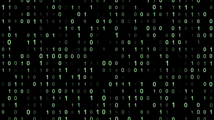 Digital binær kode strømmer på mørk baggrund