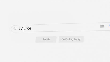 searching for tv price on internet browser