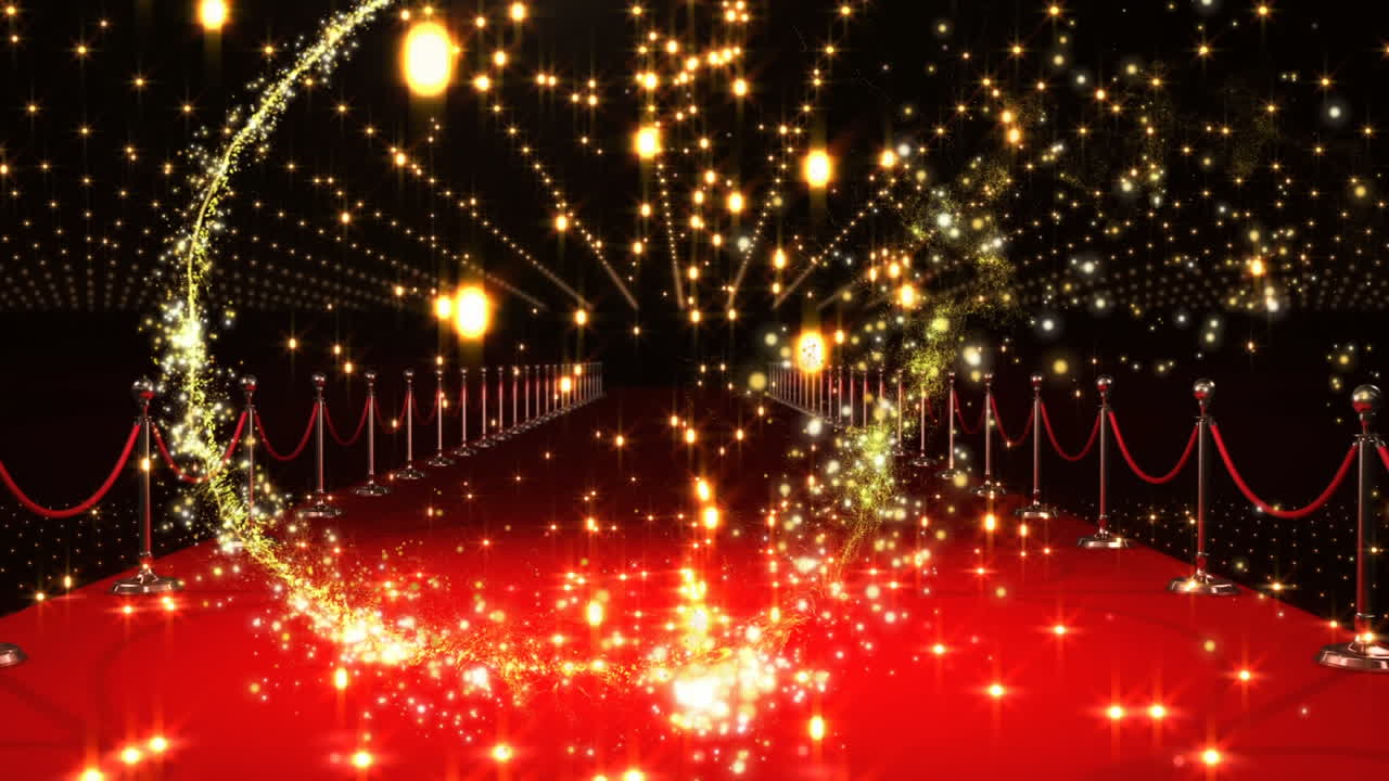 빛의 흔적과 빛의 반점이 빨간 카 ⁇  장소에 대해 움직입니다.