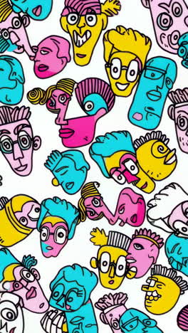 colorful abstract cartoon faces pattern