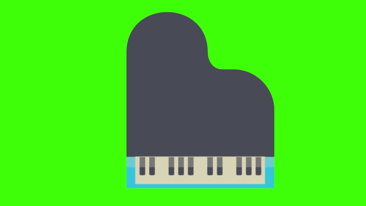 animation of piano icon on a green screen