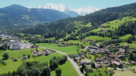 Scenic-Road-to-Mont-Blanc-Glacier-in-French-Alps---Aerial-Circling