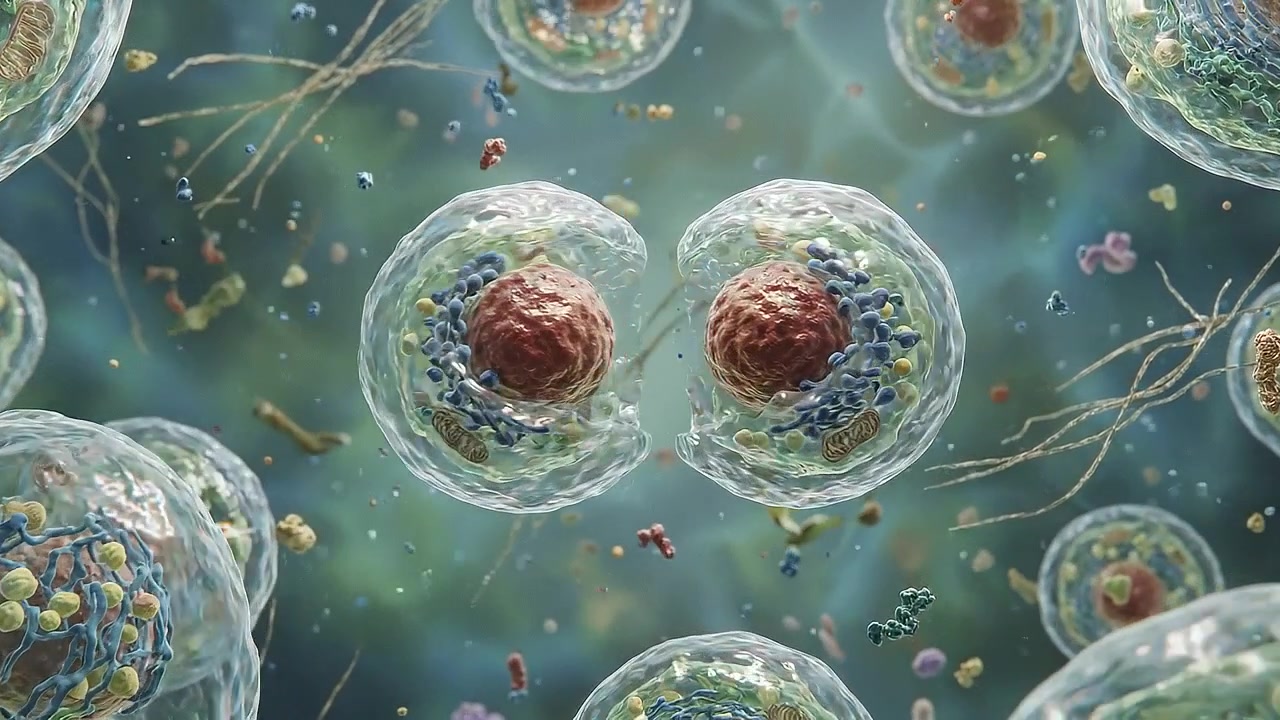 Microscopic View of Biological Cell Division Process