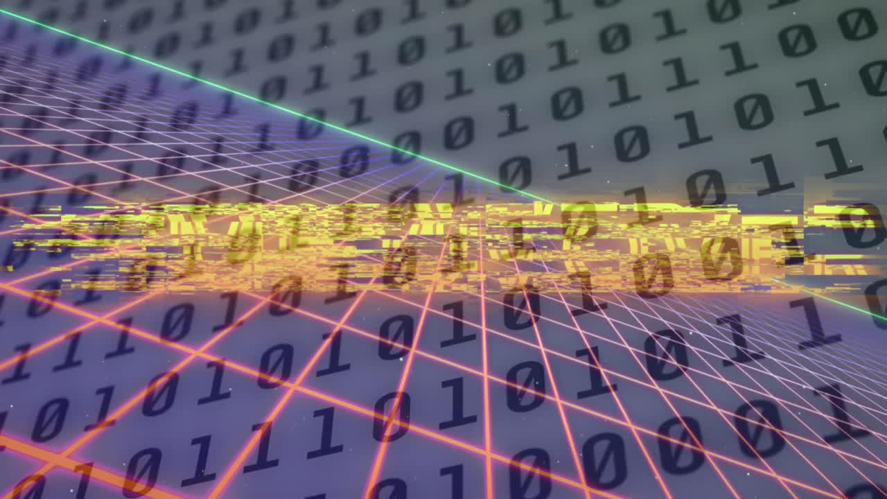 Animation of game over text over colourful grid and numbers changing