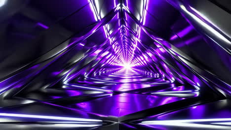 futuristic purple neon triangle tunnel