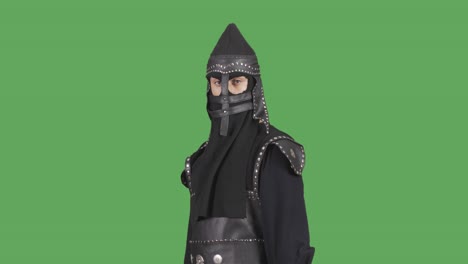 mongolian soldier in the middle ages. green screen video.