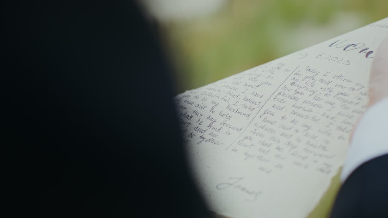 Close-up of a wedding letter