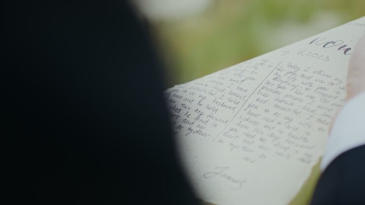 Close-up of a wedding letter