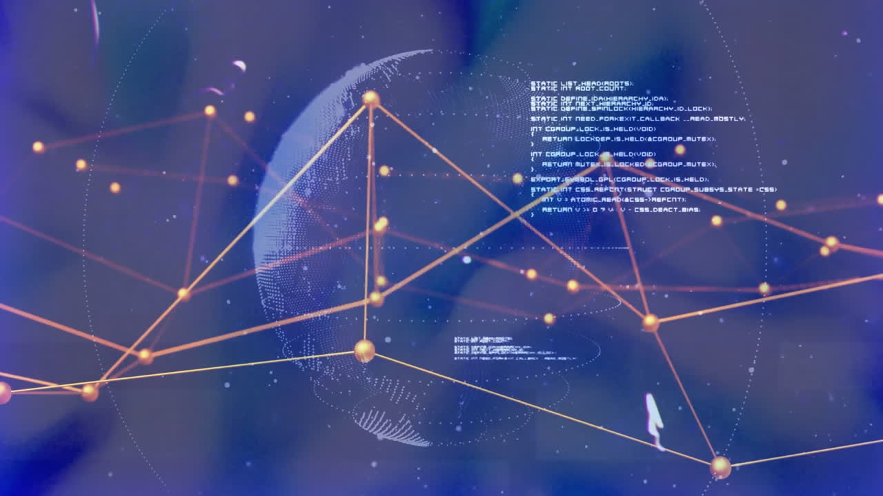 Globe with network connections and data processing animation over blue background