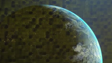 Animation-Leuchtender-Lichtspuren-über-Dem-Planeten-Erde