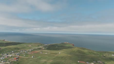 Daylight-Landscape-Of-The-Magdalen-Islands-Campgrounds-With-Gulf-Of-Saint-Lawrence-At-The-Background-In-Northern-Quebec,-Canada