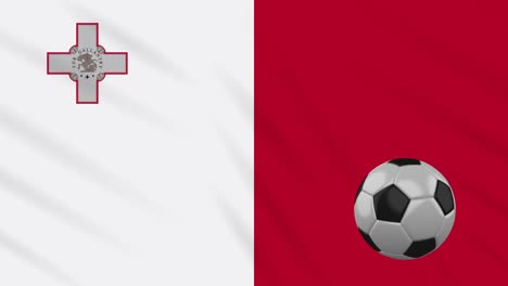 malta flag waving and football rotates, loop