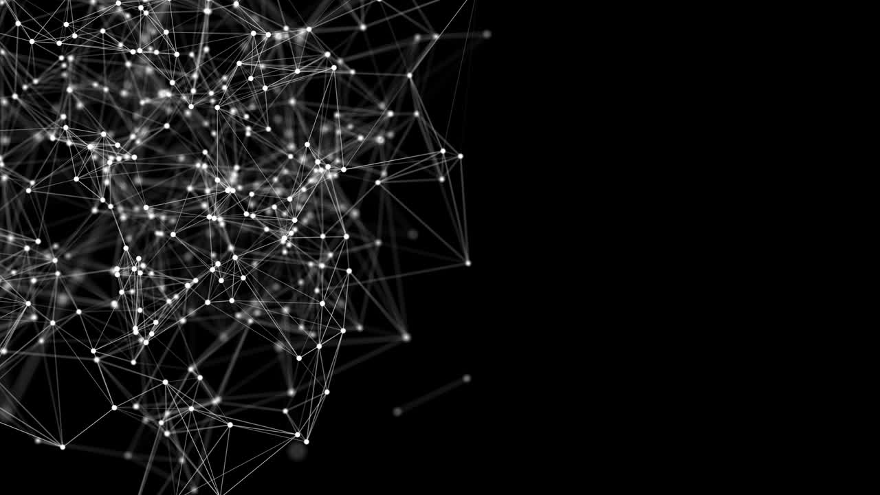 Abstract futuristic - Molecules technology with polygonal shapes on dark Loop background.