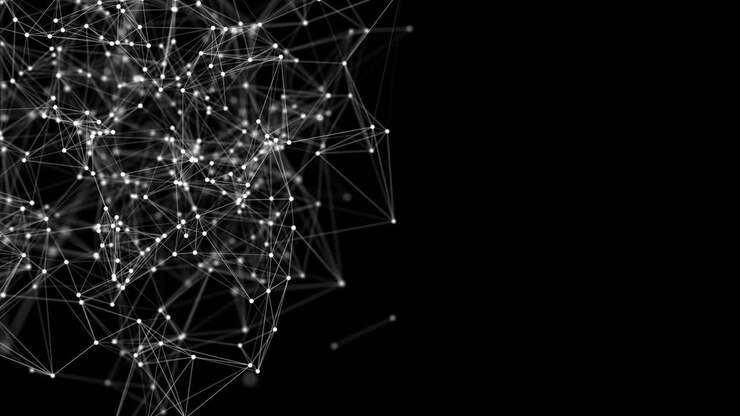 Astratto futuristico - Tecnologia delle molecole con forme poligonali su sfondo scuro in loop