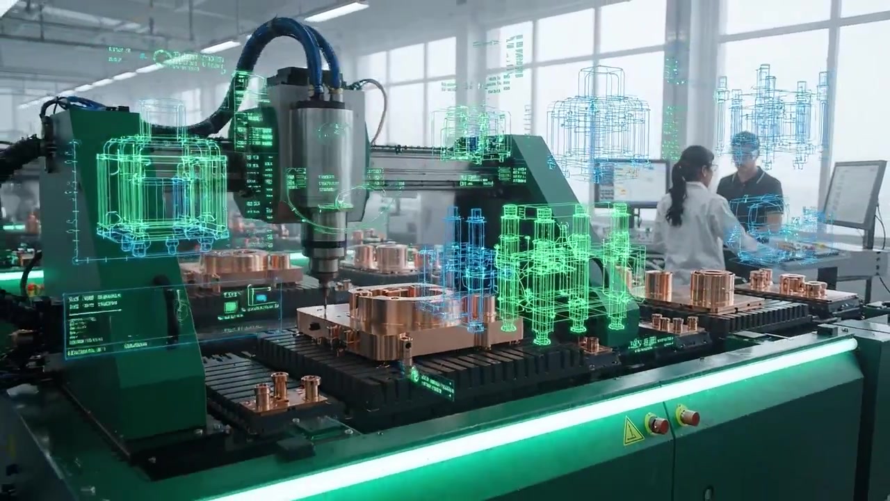 Automated CNC Machine Milling Metal Parts with Augmented Reality Overlay
